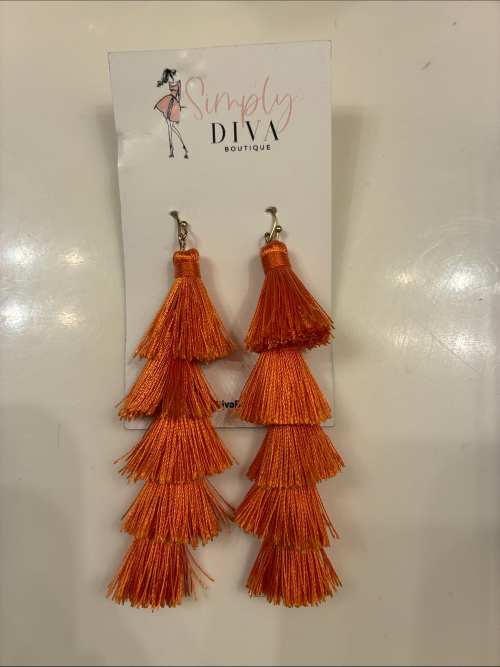 Orange Tiered Tassel Earrings